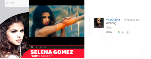 Wiz Khalifa comments on Selena Gomez’s Music Video for “Come & Get it” 