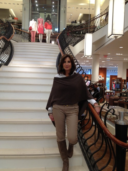 EDNYmyway: Debbi Oshea
Debbi OShea or DivaDebbi as she is known to her loyal blog readers, is also the Personal Shopper at Richards in Greenwich, CT. (www.DivaDebbi.com)
“I LOVE my Elizabeth Daniel New York shirts. They are the perfect layering piece and I never travel without them. Nothing looks fresher and brighter than a white shirt! 

I paired my Elizabeth Daniel New York white Classic Style with waxed J. Brand jeans, taupe riding boots I bought in London years ago, my Hermes belt and a bark colored Minnie Rose cashmere poncho.
No matter what else I have on, everyone always wants to know, “who made that shirt and where can I get one?” …Hopefully, Richards, very soon.