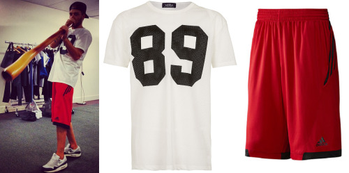 Liam Payne in @onedirection&#8217;s latest instagram picture
Top - Topman £20
Shorts - Adidas £22
Trainers - http://dresslike-1d.tumblr.com/post/63841269240/liam-wore-these-nike-air-max-while-playing