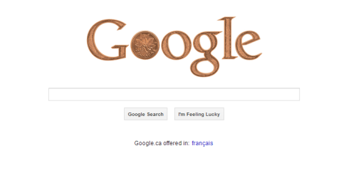 studyandlove:

www.google.ca takes the time to commemorate the Canadian penny as it officially heads into retirement starting today.
There’s still about 6 million in circulation so there’s no way of knowing how long until they are phased out completely, but the government estimates scrapping the coin will save them about 11 million dollars a year.

Congratulations, Canada, for acting rationally.
You are not just America&#8217;s hat. In this way and many others, you are America&#8217;s wise and resource-rich uncle whom just as a reminder we could conquer at any time.