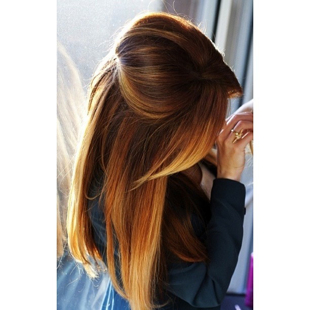 Straight Ombre Hair Brown to Blonde Hair