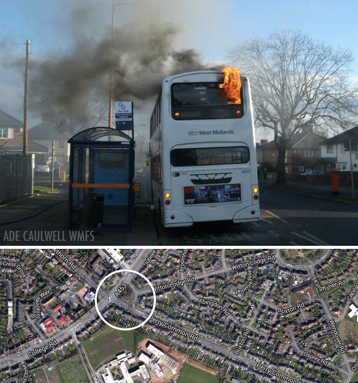 Firefighters have extinguished a fire on a bus in Erdington. Firefighters from Perry Barr fire station were called to Perry Common Road at around 1:30PM to reports of a fire on the top deck of the number 7 bus. Police officers assisted with traffic as the fire was extinguished.No injuries reported. Watch Commander Ade Caulwell, said: &#8220;The incident was started deliberately&#8221;. Did you witness the incident? Please call WMP on 101 if you have ANY information.