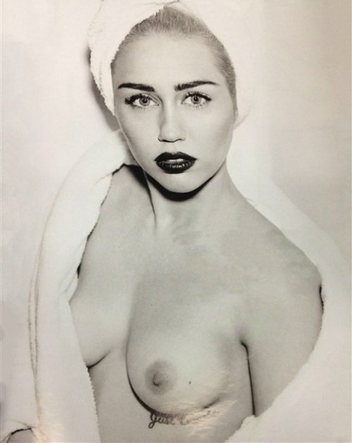Miley Cyrus luscious topless titties yum yum yummy &#8212; #titties #tits #boobs #nipples #nips