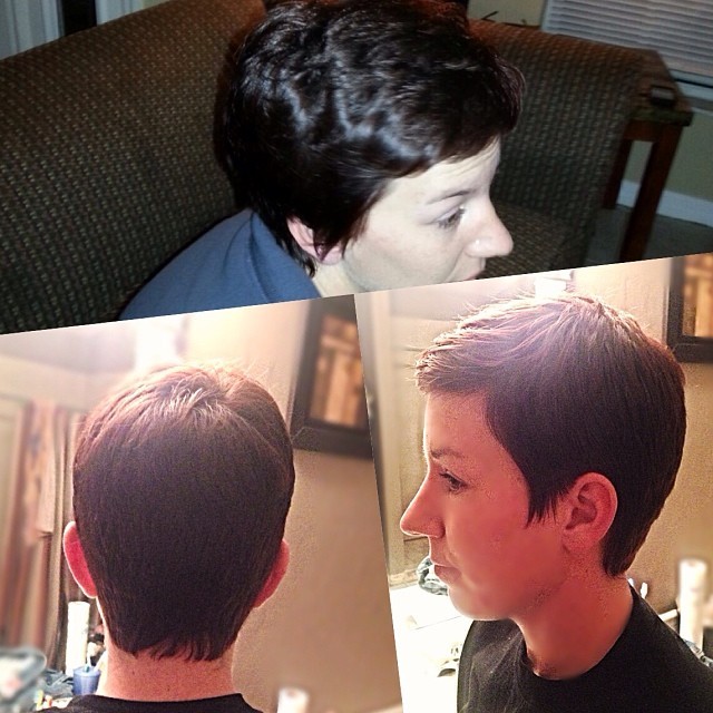 Before👆 and after👇 of pixie haircut I did Sunday #hair #pixie # ...