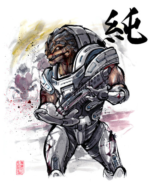 Mass Effect Sumie Illustrations by MyCKs