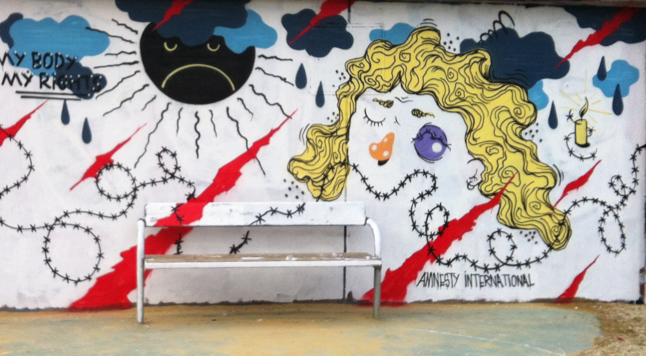 Graffiti wall/activity in Vienna highlighting the My Body. My Rights-campaign (International Women&#8217;s Day, March 8&#160;2014) / (c) Amnesty International, Photo: Smaranda Vedrasco