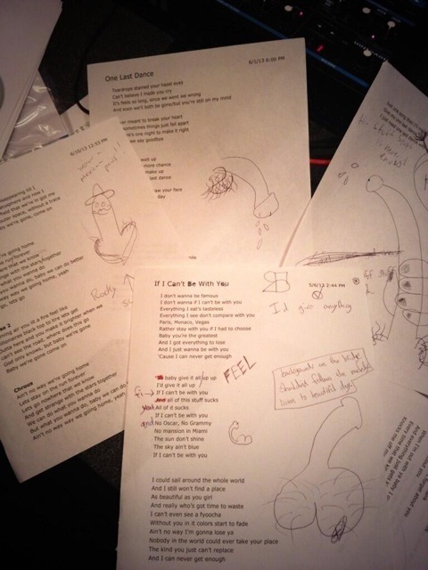corymonteithsbitchtits:

R5 drew dicks on their lyric sheets, such a “disney band”
