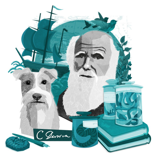 This charming portrait of Charles Darwin and his fox terrier Polly by London-based illustrator Kerry Hyndman is the sweetest thing since this photo of Maurice Sendak and his German shepherd Herman. Pair with literary history’s notable pets and the authors who loved them.
