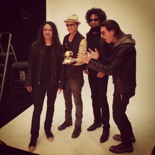 Alice in Chains pose with their Icon Award at the Metal Hammer Golden Gods 2013, in London yesterday.