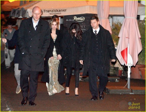 Selena and Ashley Benson leaving the &#8216;Spring Breakers&#8217; Premiere in Berlin last night.