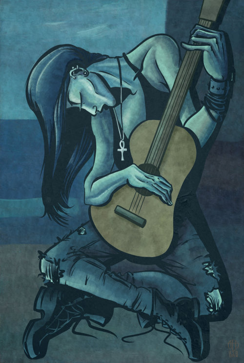 Death, the Old Guitarist by Theamat