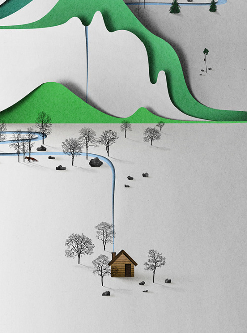 Vertical Papercut Landscape by Eiko Ojala posted by ianbrooks.me