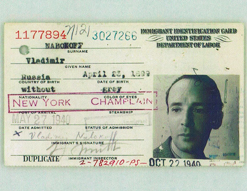 Vladimir Nabokov&#8217;s United States immigration ID, from the fascinating story of how he became an American. 