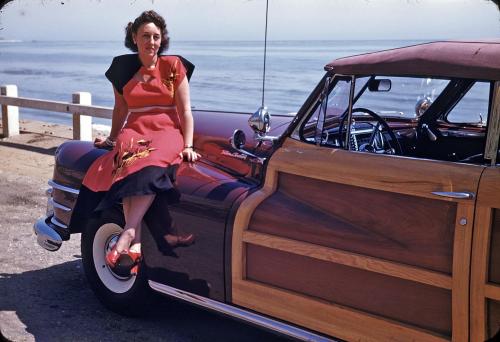 memories65:

Check out our new car, about 1948. 1948 Chrysler Town & Country Convertible Woody
