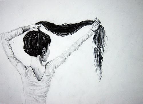 Drawing of Girl with Long Black Hair