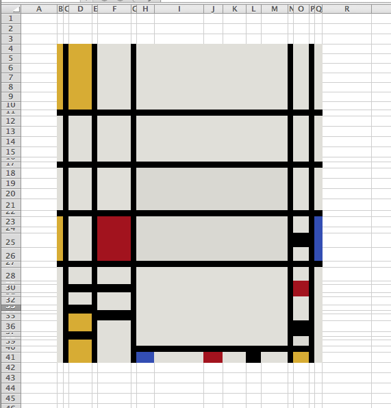 Mondrian painting in Excel