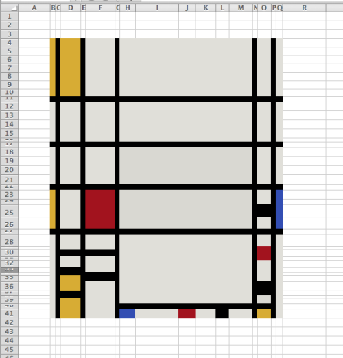 I recreated Piet Mondrian&#8217;s Trafalgar Square in Excel. Check out the original here.
 
 