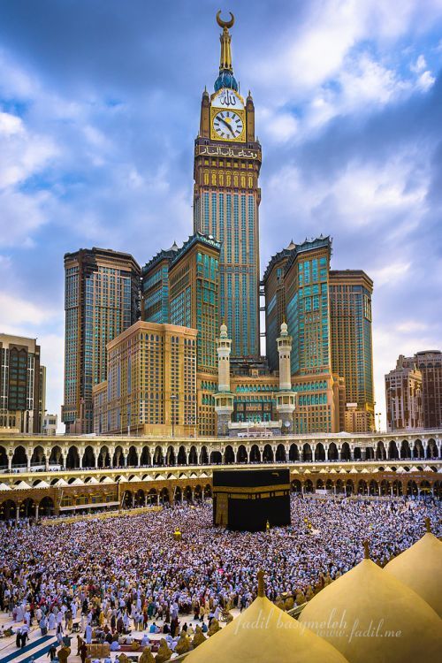 Masjid al-Haram and the Clock Tower in Saturated Colors