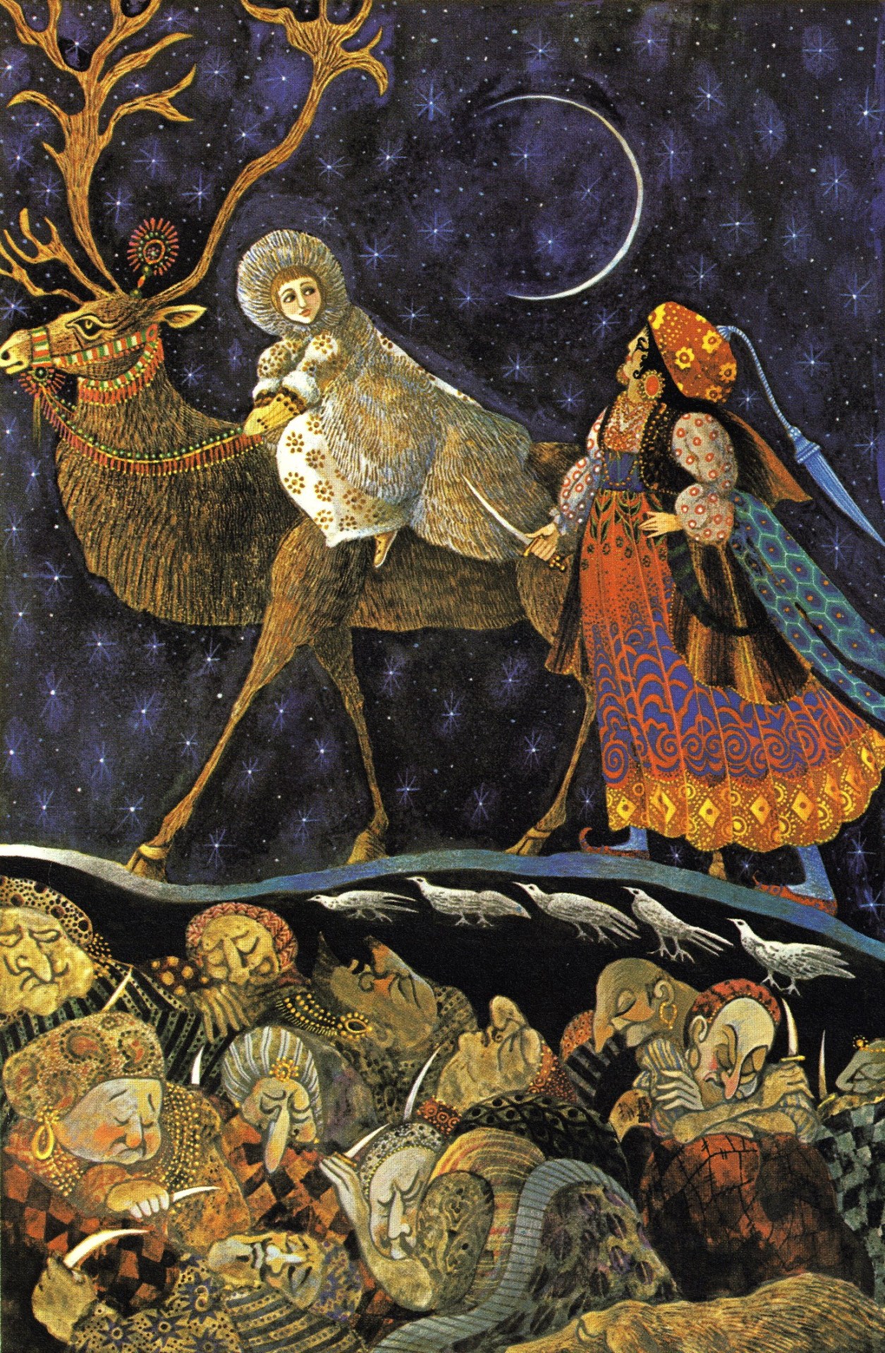 intheheatherbright:


- the reindeer leapt over bush and briar, over marsh and moor, -

Naomi Lewis [Hans Christian Andersen], The Snow Queen, illus. Errol Le Cain (Harmondsworth: Penguin, 1981).
