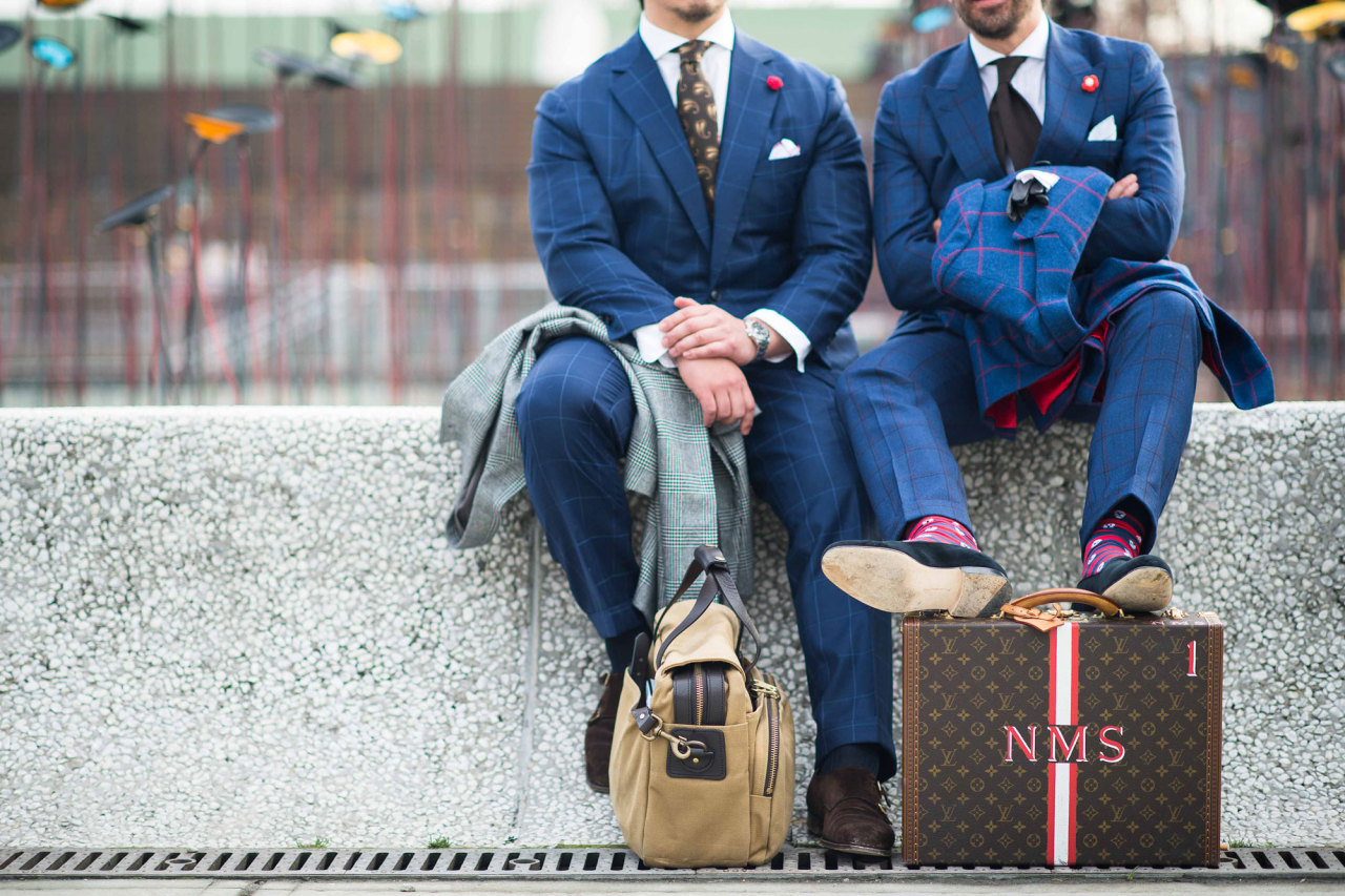 Lounging on the first day of Pitti Uomo Fall. 
Photograph by Adam Katz Sinding. 