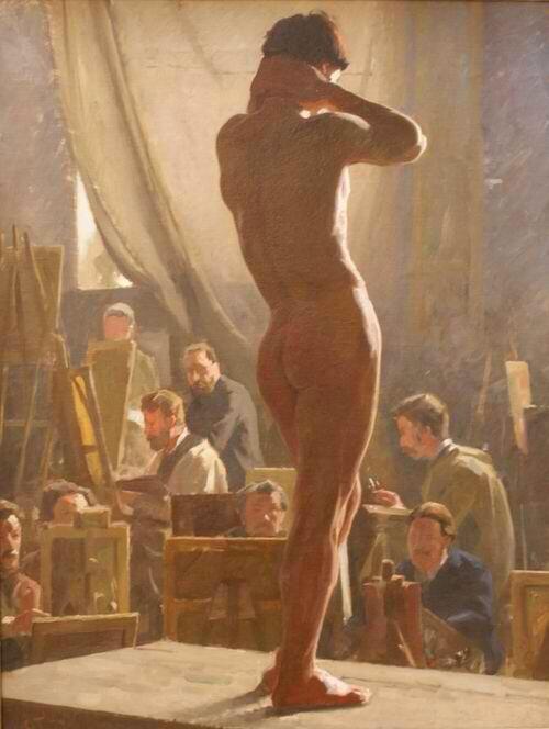 iwanttoseethezoo: Laurits Tuxen, Male nude in the studio of Bonnat, 1877. 