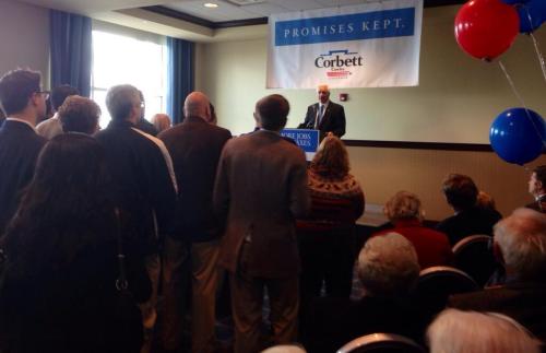 Gov. Corbett &amp; white people bring the Corbett-Cawley reelection tour to Erie.<br /><br /><br />
22 white people.