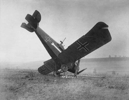 Crashed German biplane from WWI