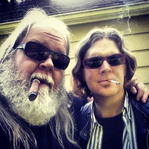 witchapestudio:  Damn good hang with an old friend. I don’t smoke cigars much but when I do, I like to have one with this guy. So good to see Mr.Kurt Danielson again.  Tad Doyle and Kurt Danielson of TAD.