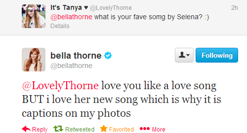 Bella Thorne speaks about her favorite Selena Gomez song.