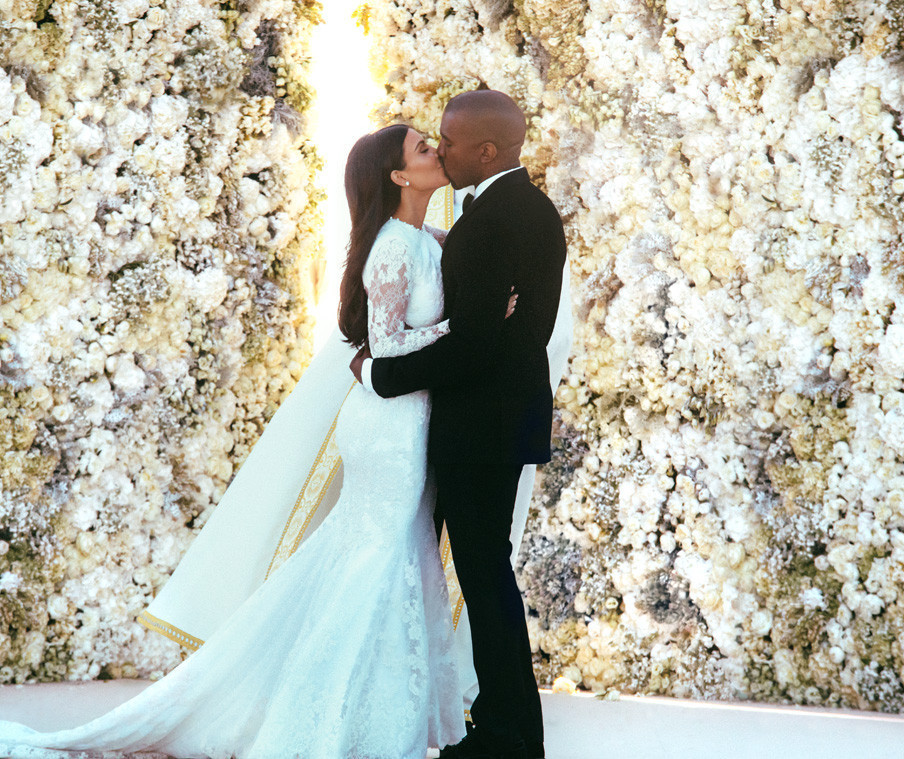 May 24, 2014 - Kim and Kanye on their wedding day.