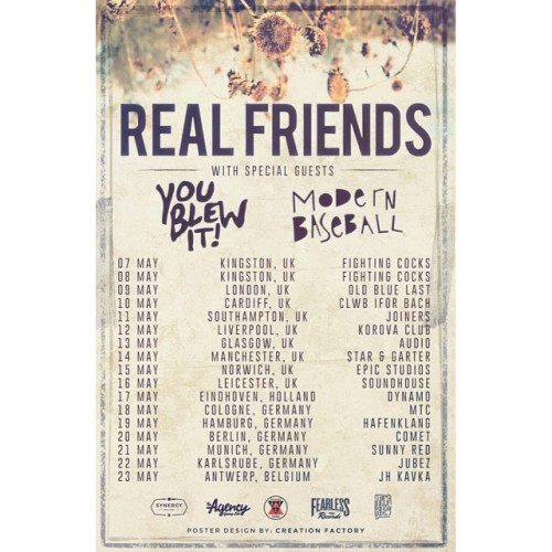 Stoked to announce Europe and UK dates with You Blew It and Modern Baseball. Who&#8217;s going to come mosh out?