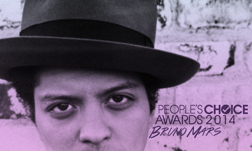 Bruno has been nominated for four awards at this year’s People&#8217;s Choice Awards. Show your support by voting and tweeting: (#PeoplesChoice Bruno Mars). Click HERE (click on the vote tab to begin) His nominations include: Favorite Male Artist Favorite Pop Artist Favorite Music Fan Following (Hooligans) Favorite Song (When I Was Your Man) Favorite Music Video (When I Was Your Man) The People&#8217;s Choice Awards will air live January 8th, 2014&#160;9PM EST on CBS!