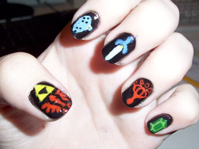 nail tattoos. Zelda-inspired nail art