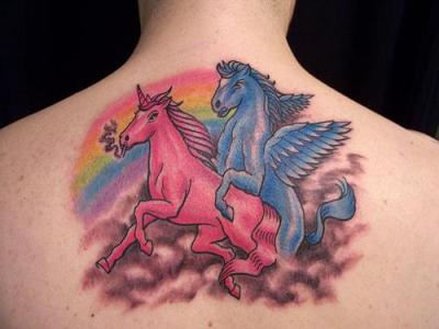 unicorn sex with a smoke, and a tattoo. double win.