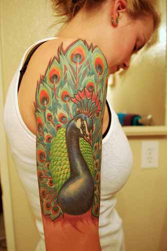 fuckyeahtattoos: aayla: 5; peacock tattoo I wish I had balls to do this