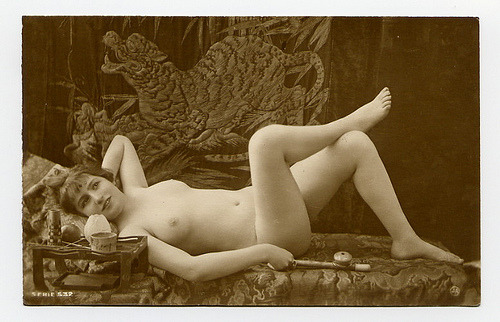 French Nude Smoking Opium circa 1910 by Jean Ag lou via stevechasmar and