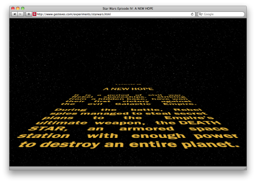 guillee: I'm done: Star Wars opening crawl, using only HTML &amp