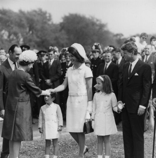 Jacqueline Kennedy with her children John Jr and Caroline 