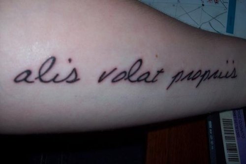 alis volat propriis latin for &#8220;she flies with her own wings&#