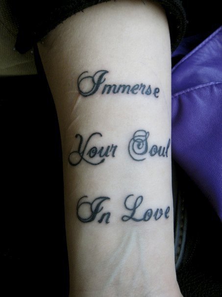 First tattoo just got it today Immerse Your Soul in Love Radiohead 