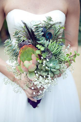 Whimsically bad bridal bouquet Succulents sucking the water out of the 