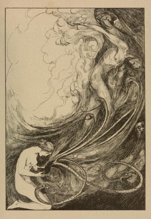 Illustration for T.W.Rolleston&#8217;s Tale of Lohengrin by Willy Pogany,1914 via archive.org