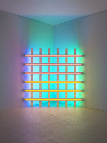 Dan Flavinuntitled (in honor of Harold Joachim) 3, 1977 pink, yellow, blue, and green fluorescent light