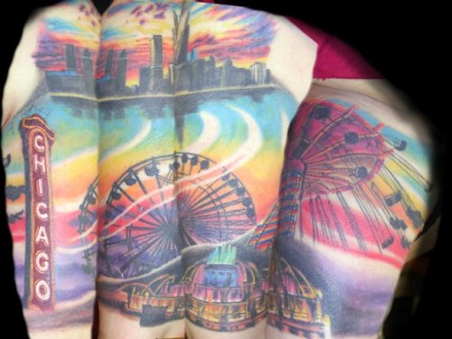skyline tattoos. chicago skyline,
