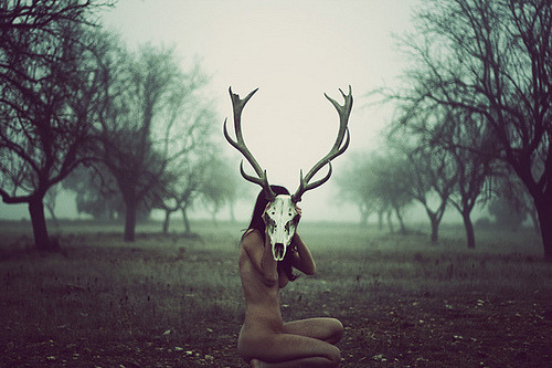 Girl with antlers in the fog - Credits: Unknown