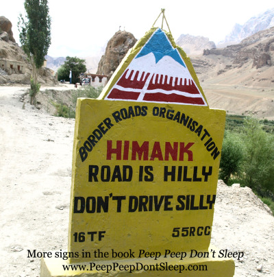 This image was taken while coming from Kargil to Leh in Ladakh To get these images in your inbox every day or week, click here to subscribe.
Would you like to give this image a caption? Add to the comments. And if you have any funny road or shop signs you would like to contribute to this blog, send them to mail@kunzum.com. Full attribution will be given.
Click on the image to go to Kunzum.com, our travel blog mag.