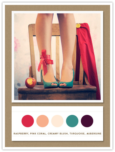 weddingwhims Color Card 085 Raspberry Pink Coral Creamy Blush Turquoise 