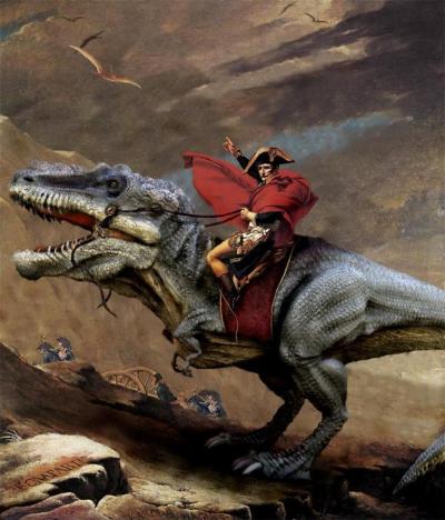 This is Napoleon on a T-Rex. Your point is invalid.