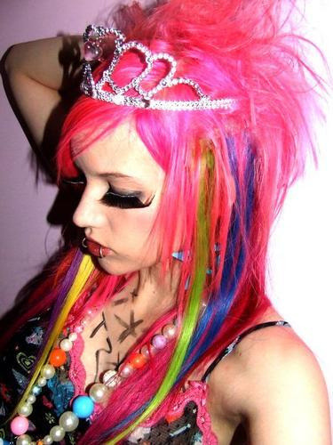 Tagged: pink hair, scene girl,