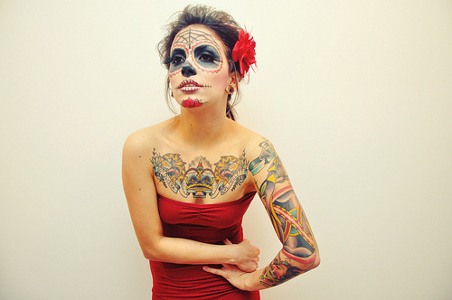 girl skull tattoos. with: sugar skullday of